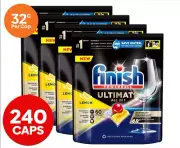 4 x 60pk Finish Powerball Ultimate All in 1 Dishwashing Tabs/Caps Lemon Sparkle
