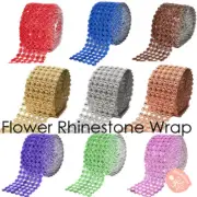 4.5" x 10 yards Flower DIAMOND MESH WRAP ROLL RHINESTONE BLING RIBBON, 24 rows!