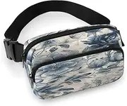 [YTLKGFP] Waist Pack Blue Flower Pattern Printed Butt Pack Fanny Pack Hip Bum Bag for Workout Traveling Casual Running Hiking Cycling, Blue Flower Pattern, 7.9 X 5.1 in