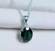 Natural Emerald 4.00Ct Oval Cut Women's Solitaire Pendant 14K White Gold Plated