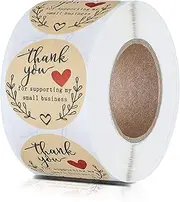 2" Thank You for Supporting My Small Business Stickers, Classy Retro Sticker for Bags, Boxes, Tissue, Ideal for Crafters & Online Sales, 500 Labels Per Roll