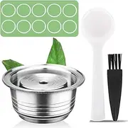 CAPMESSO Coffee Capsule, Reusable Vertuoline Pod Refillable Vertuo Capsules Stainless Steel Compatible with Nespresso Vertuoline GCA1 and Delonghi ENV135 (8OZ(Coffee Cup)+10 Silicone Rings)