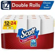 Scott Choose-a-Sheet Paper Towels, White, 12 Double Rolls