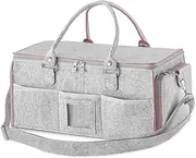 HBlife Baby Diaper Caddy Organizer, Nursery Storage Bin, 16" x 10" x 7" Large Portable Basket Shower Gift Newborn Essentials Baby Registry Must Haves Items-Pink