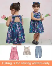 SEWING PATTERN Girls Clothing Dress Open Back Tank Top Cargo Pants Toddler 9932