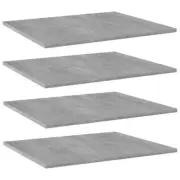 Bookshelf Boards Grey 60x50cm Replacement Shelf Panel Rack Bookcase Shelves 4pcs