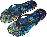 [Semiouray] Men Hawaii Flip Flop Sandal Geometry Lightweight Thong Sandals Xmas Santa Claus Unisex Bathroom Orthotic Flip Flops