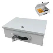 Key Lock Document Safe Box with Two Keys and a Pad for Personal Items-White