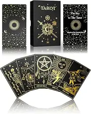 WJPC Gold Foil Tarot Cards with Guide Book Set&Gift Box for Beginner& Expert. Rider Waite Tarot Decks, Tarot Cards Decks