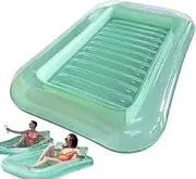 Pool Lounger Float,Water Floats for Adults | Ergonomic Curved Foldable Chair Bed with Adjustable Headrest Support for Poolside Outdoor Camping Vacation Summer Lake Family Travel Backyard