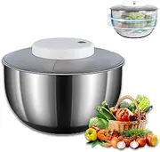 CHAOFLIGHT Salad Spinner, Stainless Steel Electric Vegetable Washer Dryer 4.5L Large Capacity Lettuce Spinner with Drainage Basket Salad Dryer Mixer for Vegetables, Herbs, Berries