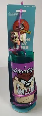 Vintage Warner Bros. Looney Tunes Taz Action Silly Sipper Cup & Straw NEW