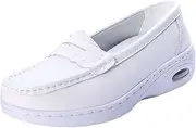 Frediuo Nurse Shoes for Women Footwear Flats Walking Shoes Comfortable Casual Shoes Nurse Loafers White Kitchen Shoes Nursing Shoes, 39