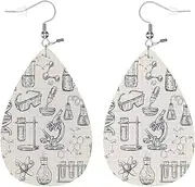 [Zokola] Deer Teardrop Earrings, Autumn Jungle Deer Mushroom Butterflies Flowers Double-Sided Dangle Earring for Women Girls, Lightweight Faux Leather Earrings