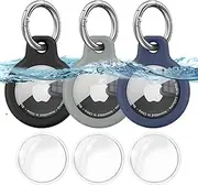 Meliya Case for Apple AirTag Holder with Keychain, 3 Pack Anti-Scratch Protective Case Compatible with Air Tag GPS Tracker Holder, Key Chain AirTag Accessories