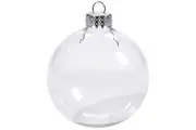 Glass Bauble 8Cm Diameter Round Clear With Silver Cap Crystal Glass