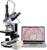 [swift] SW350T Compound Trinocular Microscope,40X-2500X Magnification,Two-Layer Mechanical Stage,with 5.0 mp Camera and Software Windows/Mac Compatible and 5 PCS Prepared Slides and 5 PCS Blank Slides