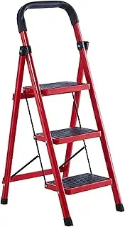 Step Stool Home Ladders, Foldable Portable Stepladders Store Supermarket Folding Steps/Red/38X57X105Cm (A Four Floors)