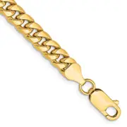 14K Yellow Gold 9 Inch 6mm Semi-Solid Miami Cuban With Lobster Clasp Chain