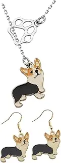[COLLBATH] 1Set Corgi Jewelry Adorable Corgi Pendant Necklace Earrings for Dog Lovers Lightweight Comfortable Accessories for Any Outfit Present for Friends and Pet