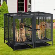 Fin Xxxl Giant Dog Crate Raised Pet Dog Cage Kennel Double Door Tray Divider Playpen