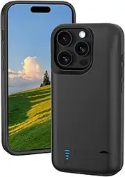 DOKYW Battery Case for iPhone 16 ProMax, 6800mAh Portable Charging case for iPhone 16 ProMax, Rechargeable Extended Smart Battery Charger with Kickstand (6.9inch, Black)