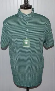 NWT Men's Hickey Freeman Golf Performance Polo Golf Shirt M Green Blue Stripes