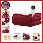 Heated Electric Blanket Throw - 50x60 Inch Flannel Sherpa with 10 Heat Levels