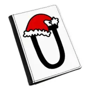 Letter U Christmas Hat Passport Holder Cover Case Red Santa Father Kids Alphabet