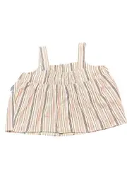 Old Navy Womens XL Striped Twill Tank Top Button Front Smocked Back Boho NEW