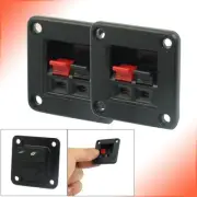 2Pcs Single Row 2 Position Spring Loaded Speaker Terminal Push Jack