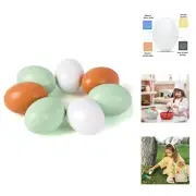 7 Pcs Wooden Fake Eggs, 3 Colors Wood Eggs for Crafts Fake Chicken Eggs Nesti...