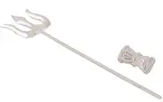 [Generic] Ganesha Arts Vishaka Arts Pure Silver Trishul Trident and Damroo Set for Puja, Temple at Home, Regular, Non-Precious Metal, no gemstone