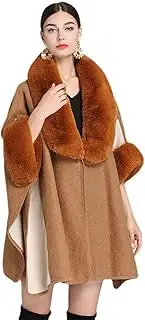 [Generic] Women Luxury Faux Fur Coat Jackets Long Winter Wedding Party Wrap Oversized Cape Shawl Lady Cardigan Cloak One Size