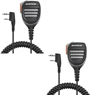 2 Pack BAOFENG Two Way Radio Waterproof Handheld Speaker Microphone 2pin K 2 PTT Remote Shoulder Mic for Walkie Talkie UV-5R BF-F8HP P15UV UV-5X BF-888S DM-1701 GMRS Ham Radio GM-5RH