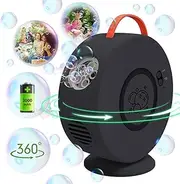 Bubble Machine for Kids Toddlers, Automatic Bubble Blower Rechargeable for 1 2 3 4 5 Year, Portable Bubble Maker Battery Bubble Toy, 90° 360° Auto Oscillation for Indoor Outdoor Birthday Parties Black