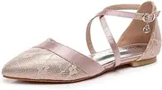 [IvoireCh] Women Pointed Toe Wedding Flats for Bride Shoes D'Orsay Comfortable Lace Cross Strap Ballet Flats