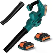Cordless Leaf Blower with 2 * 20V Battery and Charger, Electric Leaf Blower with 2 Speed Levels, Non-Slip Hand Blower for Lawn Care, Yard, Sidewalk and Snow Blowing