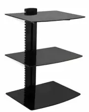 Mount-It! Floating Wall Mounted AV Entertainment Shelf | 3 Black Tempered Glass