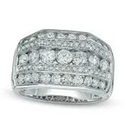 Men's 2.5 CT. T.W. Natural Diamond Five Row Ring in Solid 14K White Gold