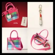 NWT Kate Spade x Target Pink Plaid Striped Knit Crossbody + Lipstick Charm Set