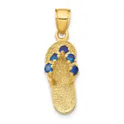 14k Yellow Gold 3D September/CZ Birthstone Flip Flop Pendant