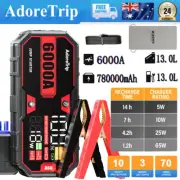 AdoreTrip Car Jump Starter 6000A Pack Portable Power Bank Emergency Booster 12V