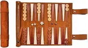 Melia Games Backgammon Rolling - Travel Backgammon Made from Finest Nubuck Genuine Leather with Handmade Wooden Tiles (Whiskey)