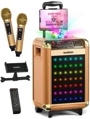 Portable Karaoke Machine Microphones Speaker Disco Ball Bluetooth Singing System