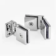 Folding Butt Hinges,Shower Glass Door Hinge Panel,2pcs Glass Door Hinges No Drilling Glass Door Pivot Hinge 90 Degree Zinc Alloy Glass Single Clamp Hinge for Bathroom Kitchen Cabinet Shower Door 5-8mm
