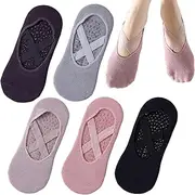 [Shudyear] 5 Pairs Non-Slip Yoga Socks, Grippy Socks for Women Non-Slip Grips & Straps, Ideal for Pilates, Barre, Barefoot Workout, Home Workout, Multicolour, 4.5-8 US