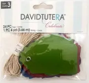 DAVID TUTERA Colorful Assorted Tags with String - 24 TAGS & 1 yd STRING