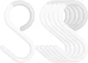 Mt.Jun 6-Pack Secure & Quiet Plastic S Hooks, Flexible Neck for Easy Twist & Lock, Completely Rust-Free, Holds up to 10 lbs, White, Large (3.5 inch)