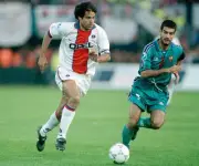 Ra� of Paris Saint-Germain is tracked by Pep Guardiola of FC Barce- Old Photo